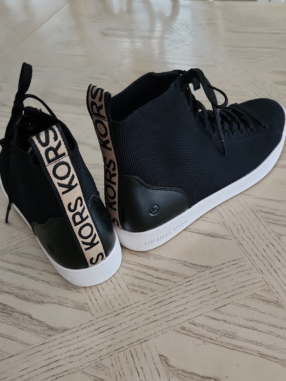 Michael Kors High-Top Canvas with Leather Trim Trainers Women's 9.5